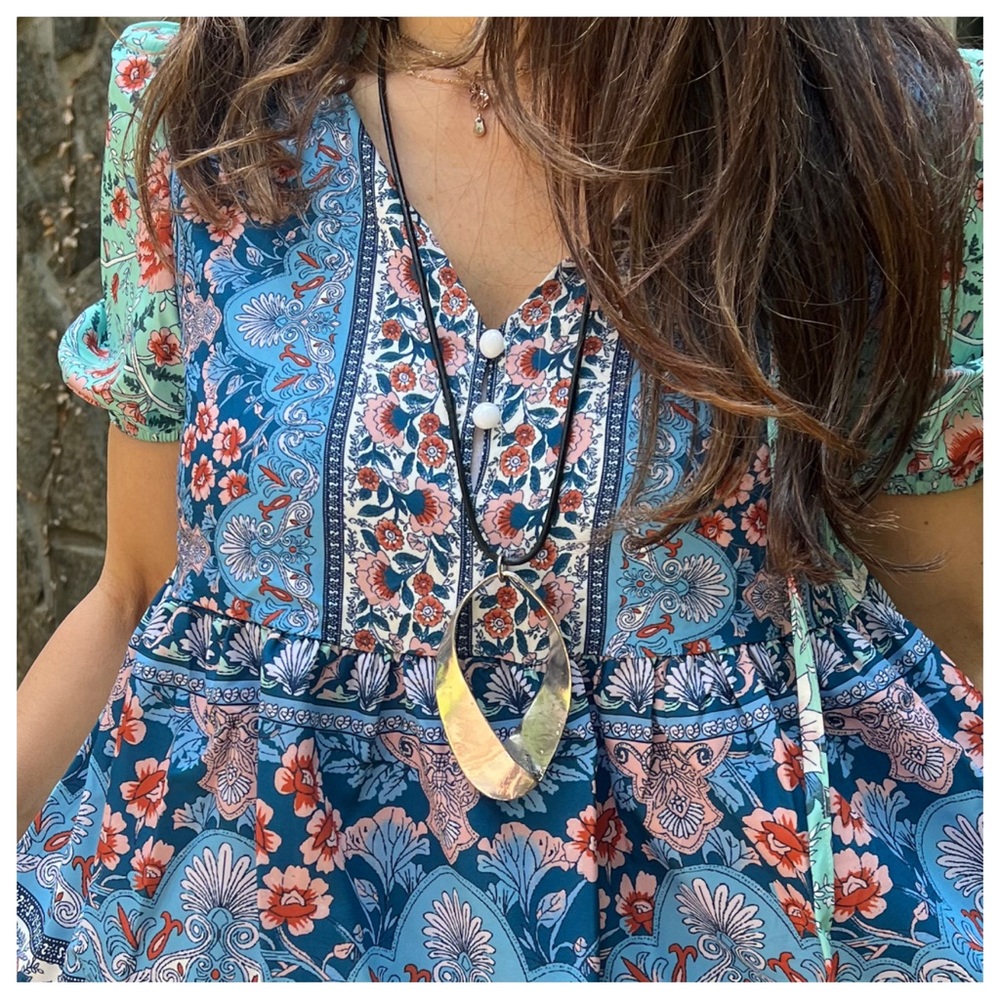 Paris Leather Chain Drop Necklace